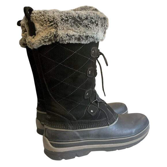 Khombu Winter Boots Women's SZ 11 Black Ellie Suede Faux Fur - Picture 2 of 13